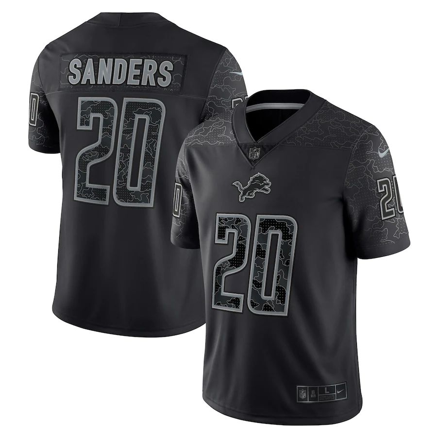 Men Detroit Lions #20 Barry Sanders Nike Black Retired Player RFLCTV Limited NFL Jersey->detroit lions->NFL Jersey